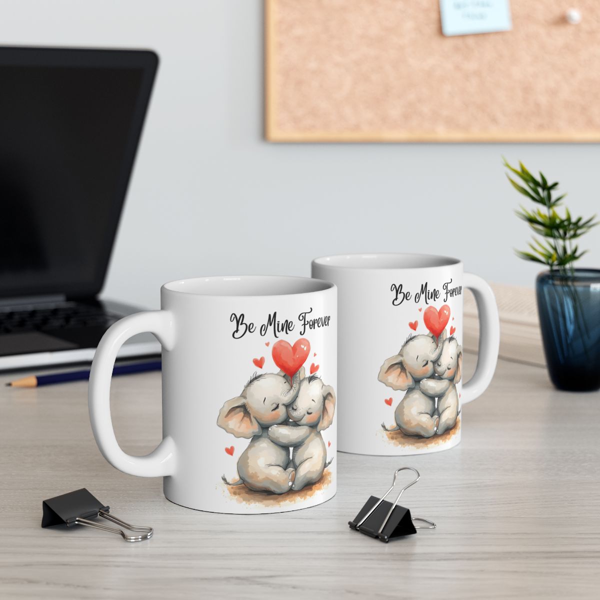 Be Mine Forever Cute Elephant Couple Mug Gift