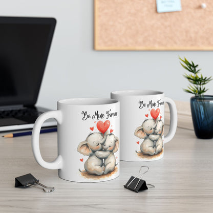 Be Mine Forever Cute Elephant Couple Mug Gift