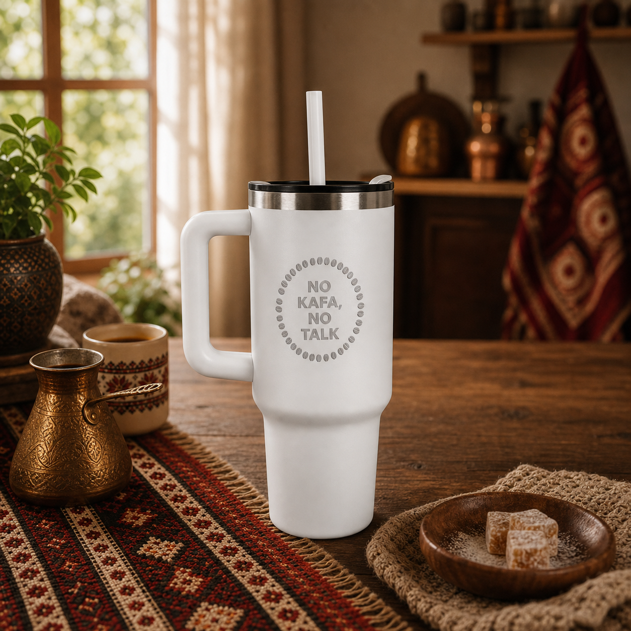 Lifestyle hero image for No KAFA, No TALK 40oz Tumbler
