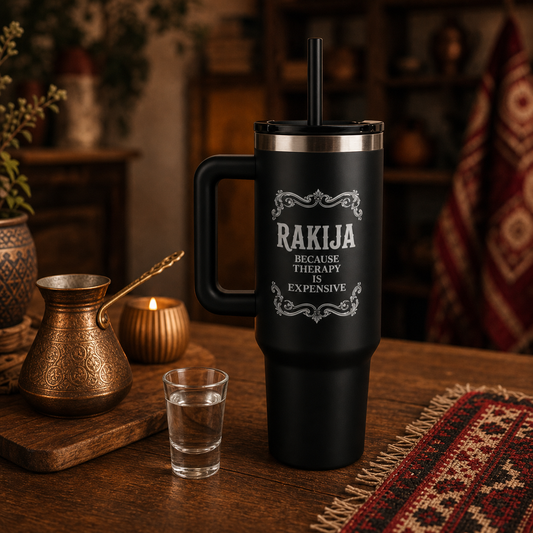 Lifestyle hero image for RAKIJA, because Therapy is too Expensive 40 oz Tumbler
