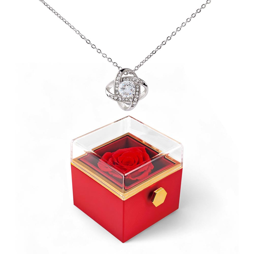 Luxury Rose Reveal Gift Box with Love Knot Necklace