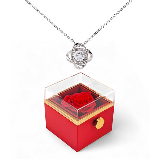 Luxury Rose Reveal Gift Box with Love Knot Necklace