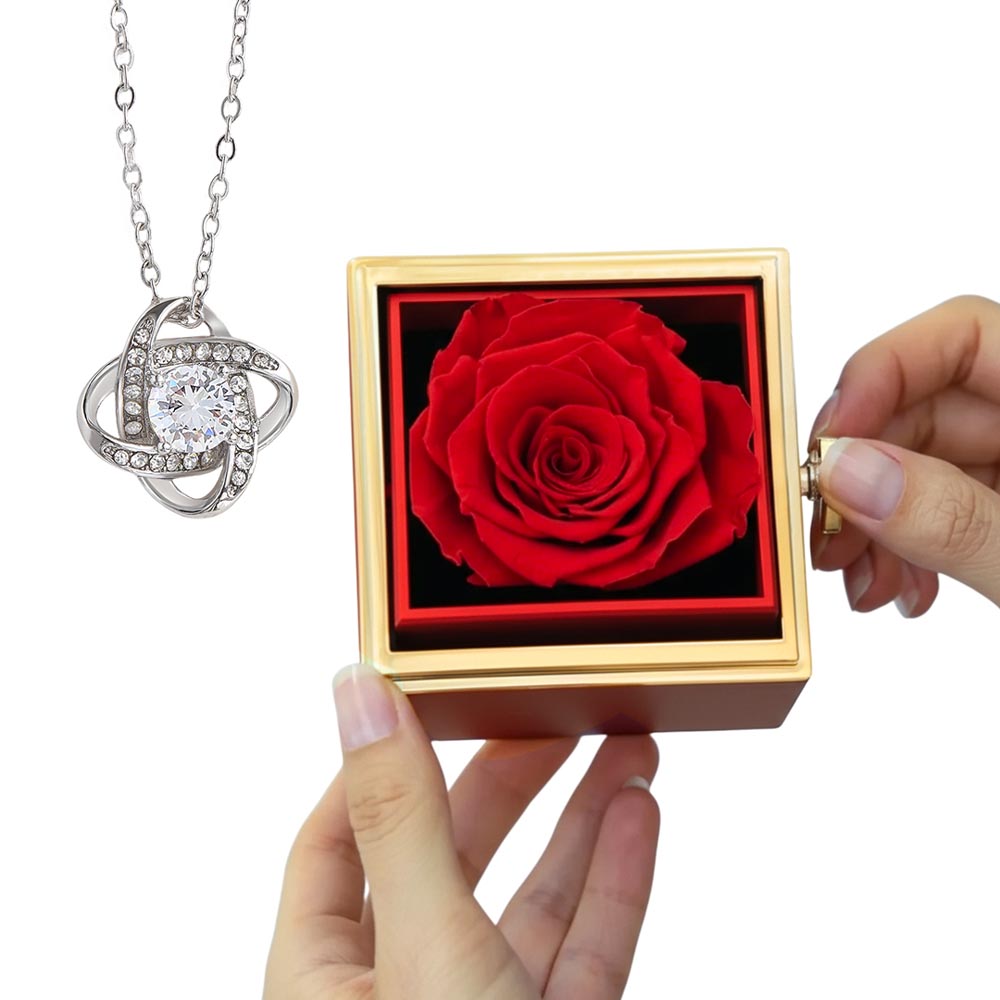 Luxury Rose Reveal Gift Box with Love Knot Necklace