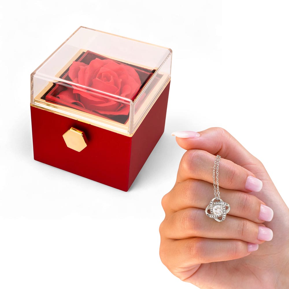 Luxury Rose Reveal Gift Box with Love Knot Necklace