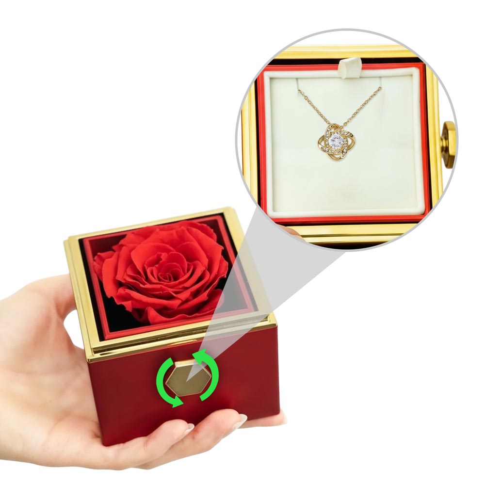 Luxury Rose Reveal Gift Box with Love Knot Necklace