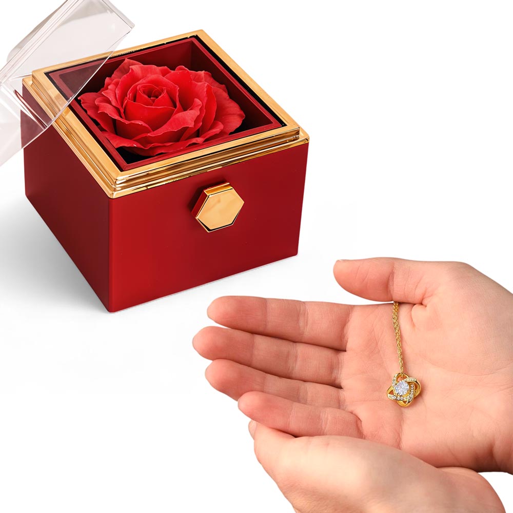 Luxury Rose Reveal Gift Box with Love Knot Necklace