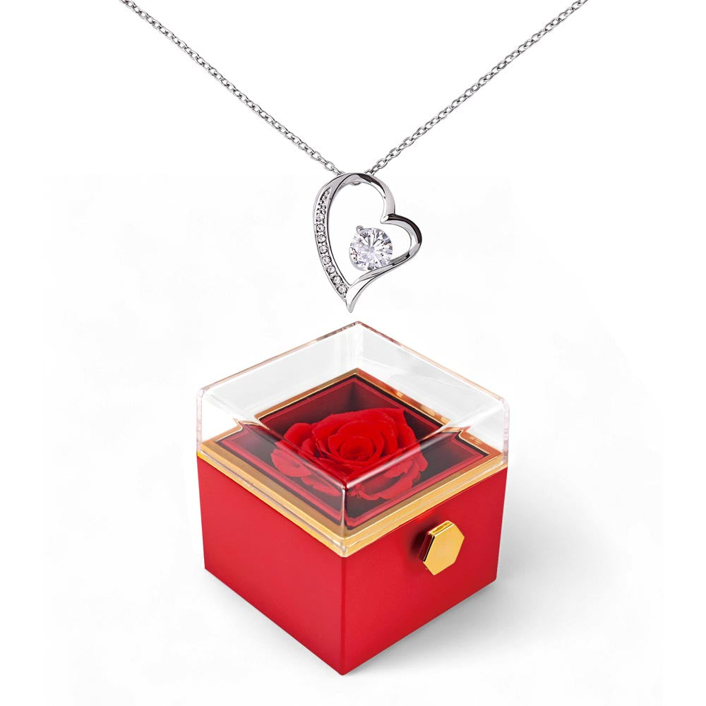 Luxury Rose Reveal Gift Box with Forever Love Necklace