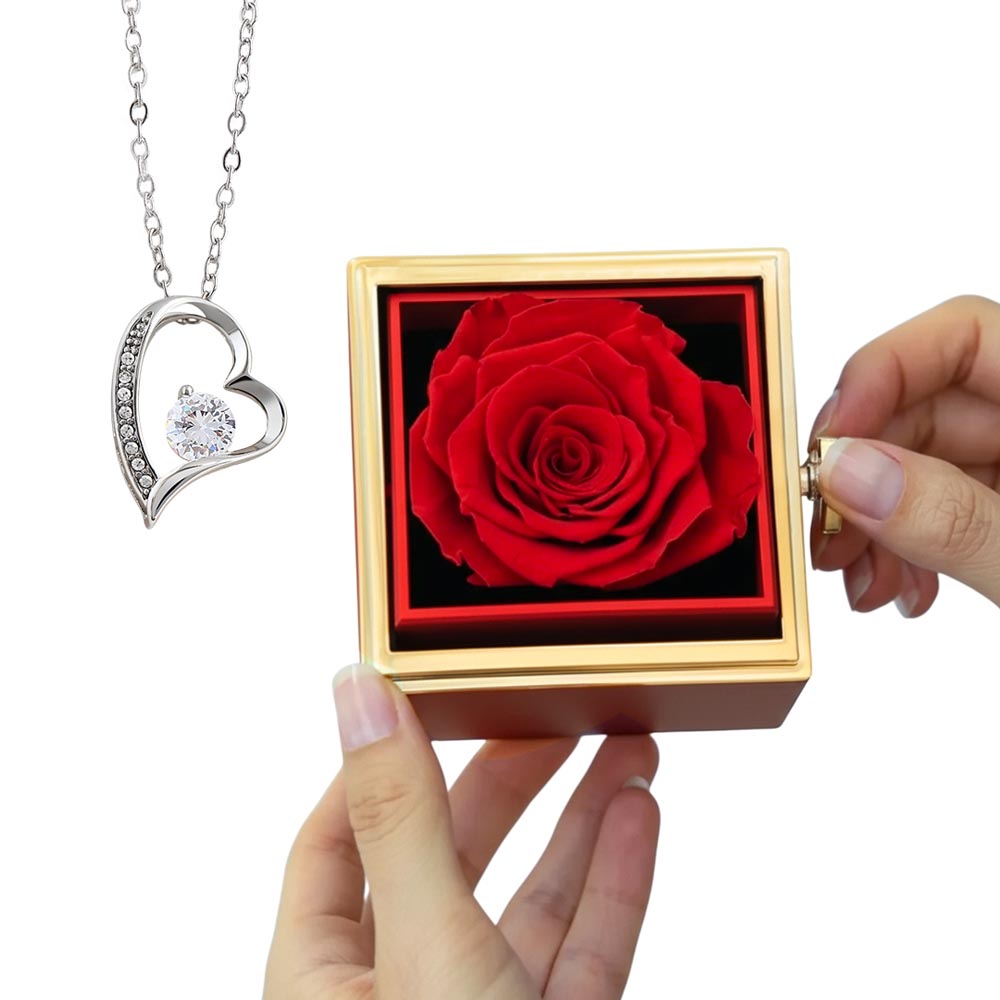 Luxury Rose Reveal Gift Box with Forever Love Necklace