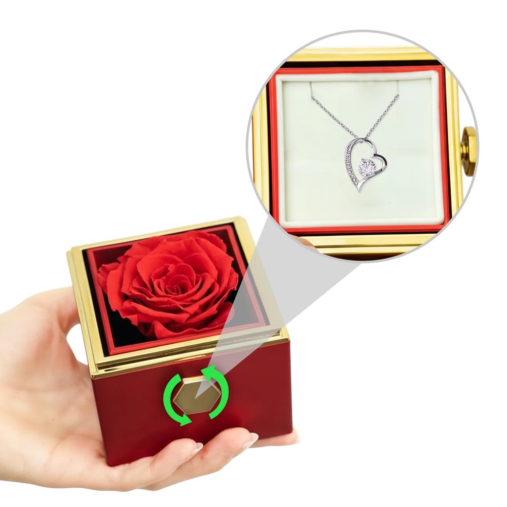 Luxury Rose Reveal Gift Box with Forever Love Necklace