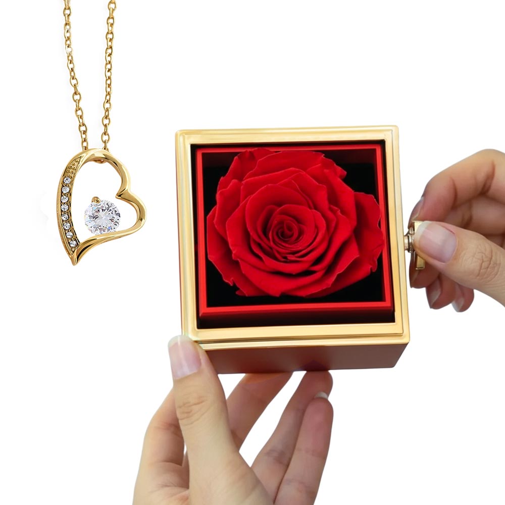 Luxury Rose Reveal Gift Box with Forever Love Necklace