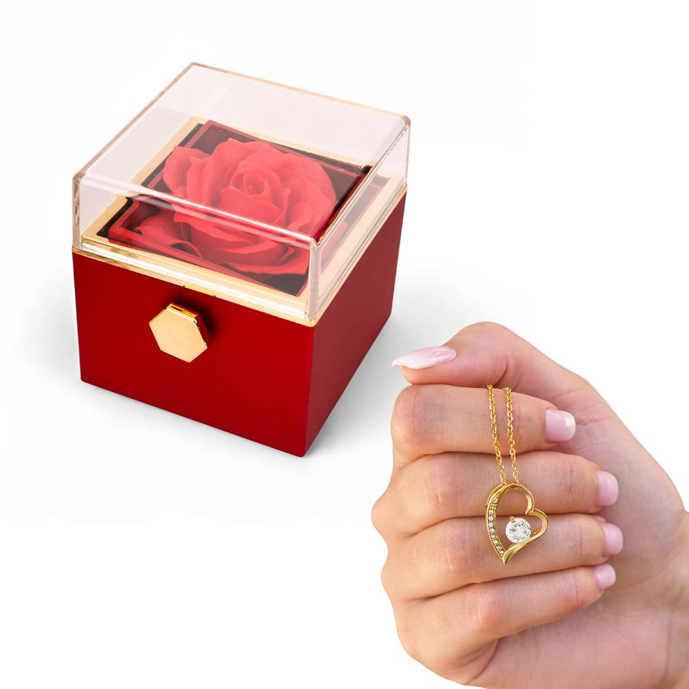 Luxury Rose Reveal Gift Box with Forever Love Necklace