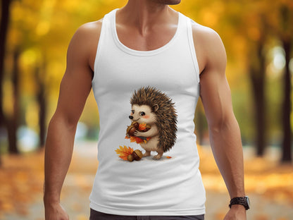 Adorable Hedgehog Autumn Leaves Graphic Tank Top product type