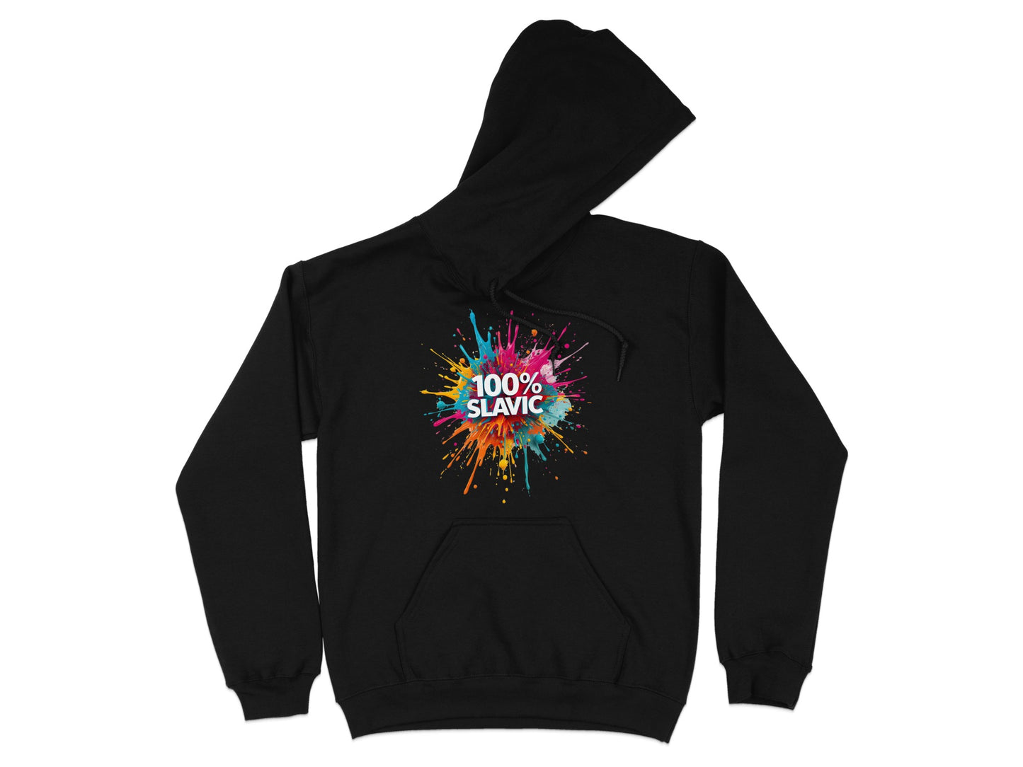 100% SLAVIC Colorful Paint Splash Black Hoodie product type