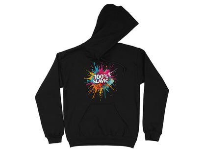 100% SLAVIC Colorful Paint Splash Black Hoodie product type