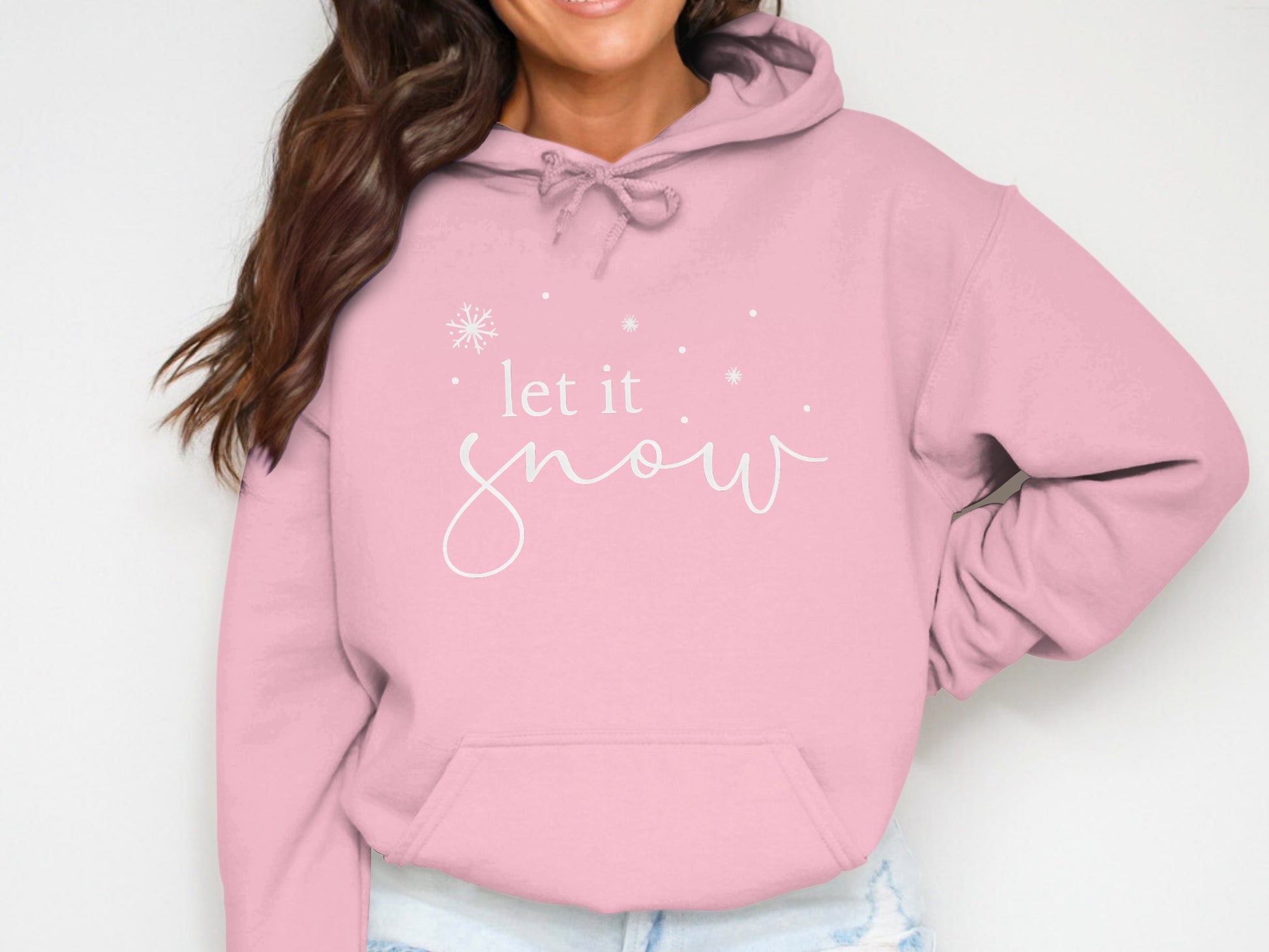 Cozy Pink Hoodie with Let It Snow Print