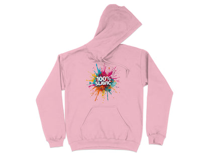 100% SLAVIC Colorful Paint Splatter Pink Hoodie product type
