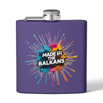 Purple Colorful Splash Made In The Balkans Hip Flask product type