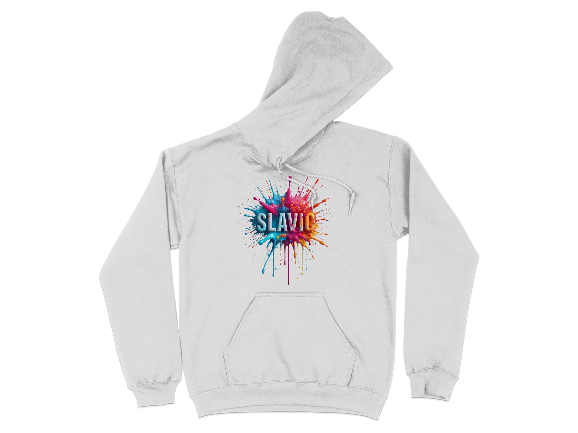 Colorful Slavic Paint Splash Design White Hoodie product type
