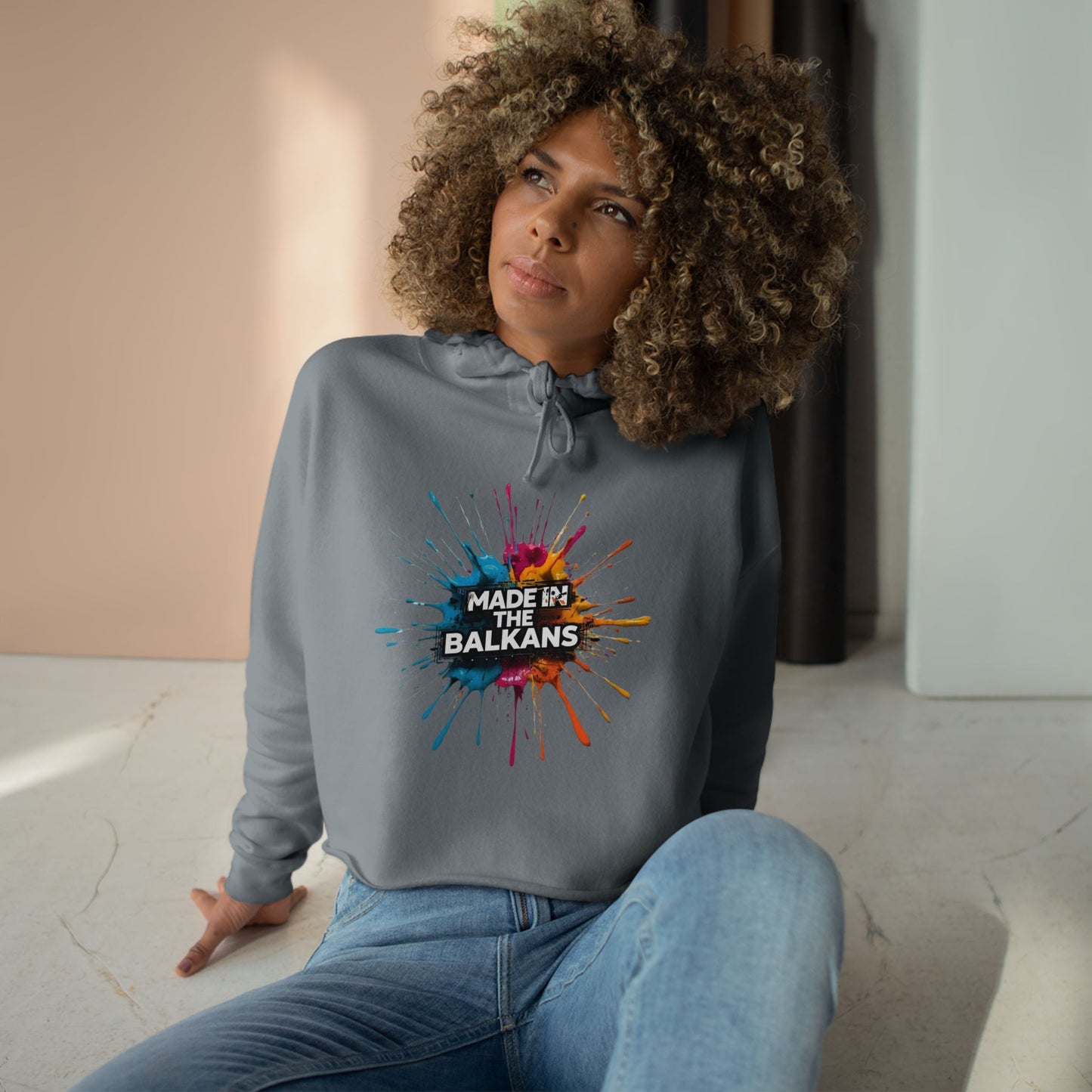 MADE IN THE BALKANS Graphic Cropped Hoodie product type