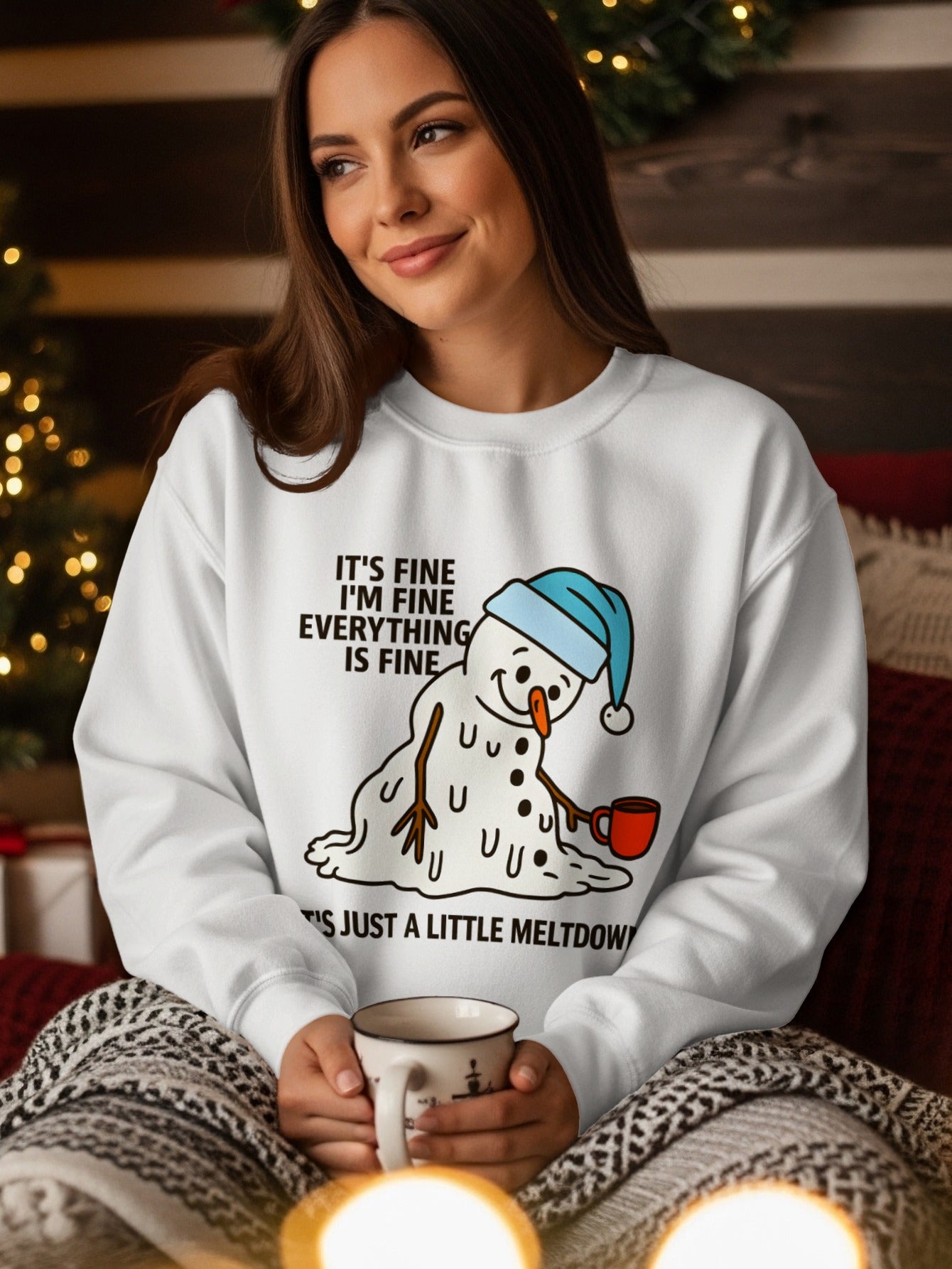 Everything Is Fine I'm Fine Snowman Sweatshirt product