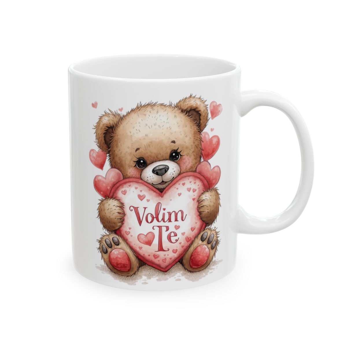 Cute Bear Holding Heart with Volim Te Mug