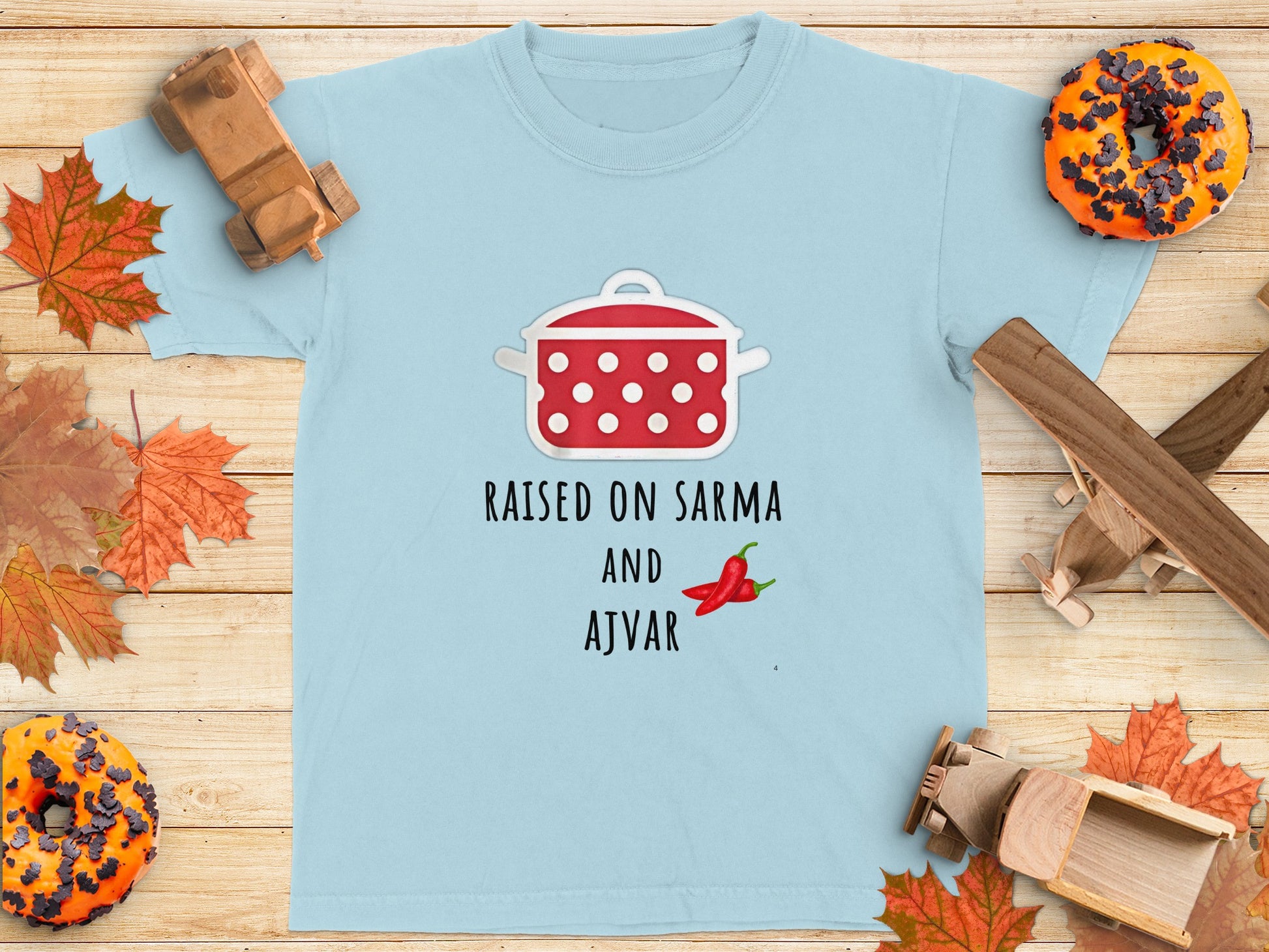 Raised On Sarma And Ajvar Print on Blue Kids T-shirt product type