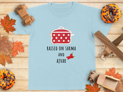 Raised On Sarma And Ajvar Print on Blue Kids T-shirt product type