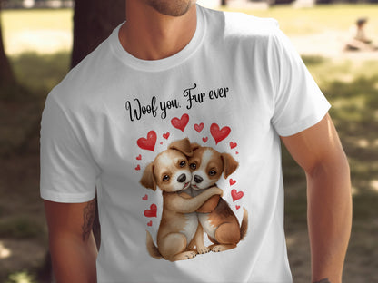 Woof You Fur Ever Heart Puppy Graphic T-Shirt