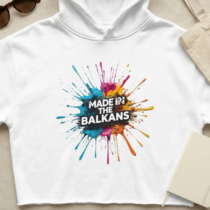 Made In The Balkans colorful paint splash crop hoodie