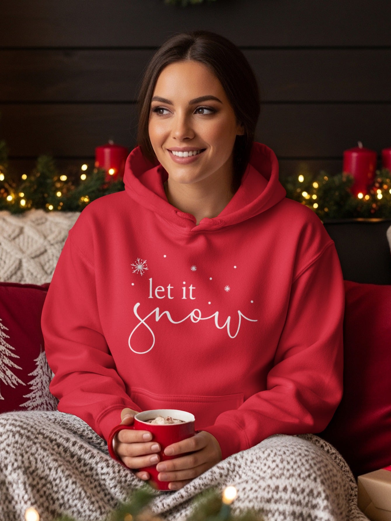 Cozy Red Let It Snow Hoodie Perfect for Winter