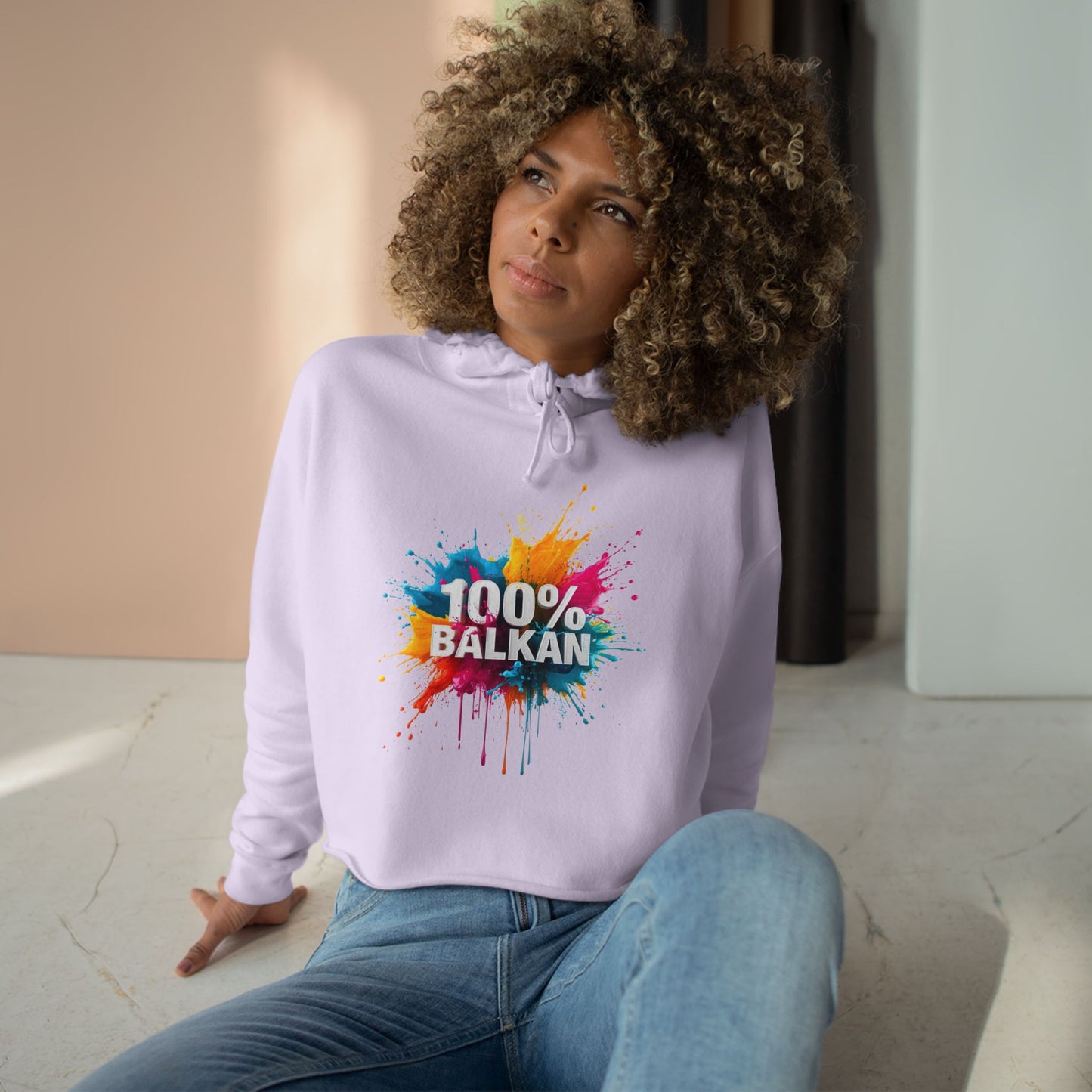 100% BALKAN Splash Lavender Crop Hoodie product type