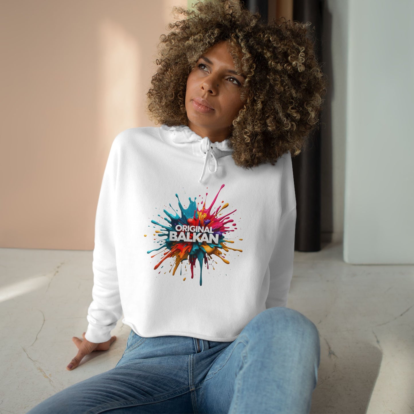 ORIGINAL BALKAN Splatter White Crop Hoodie product type