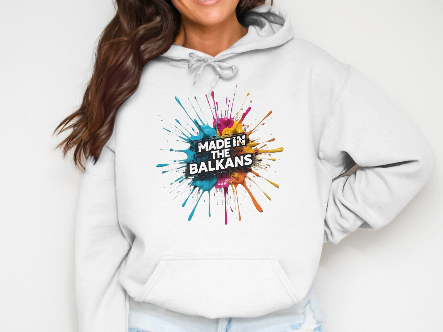 Made In The Balkans colorful paint splatter hoodie