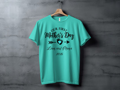 Our First Mother's Day Liam and Mama 2025 t-shirt.