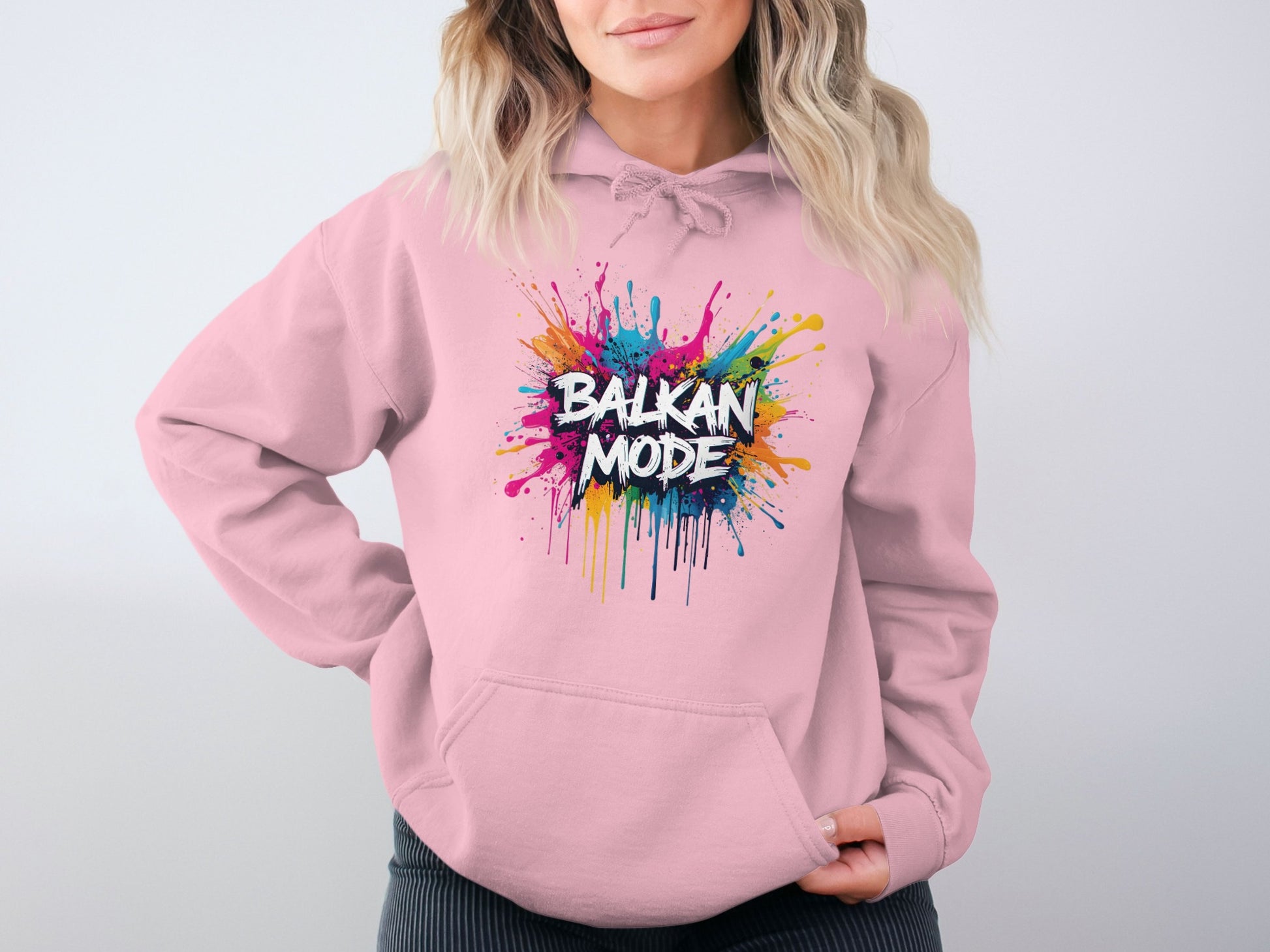 Pink Balkan Mode Colorful Paint Splatter Hoodie product type