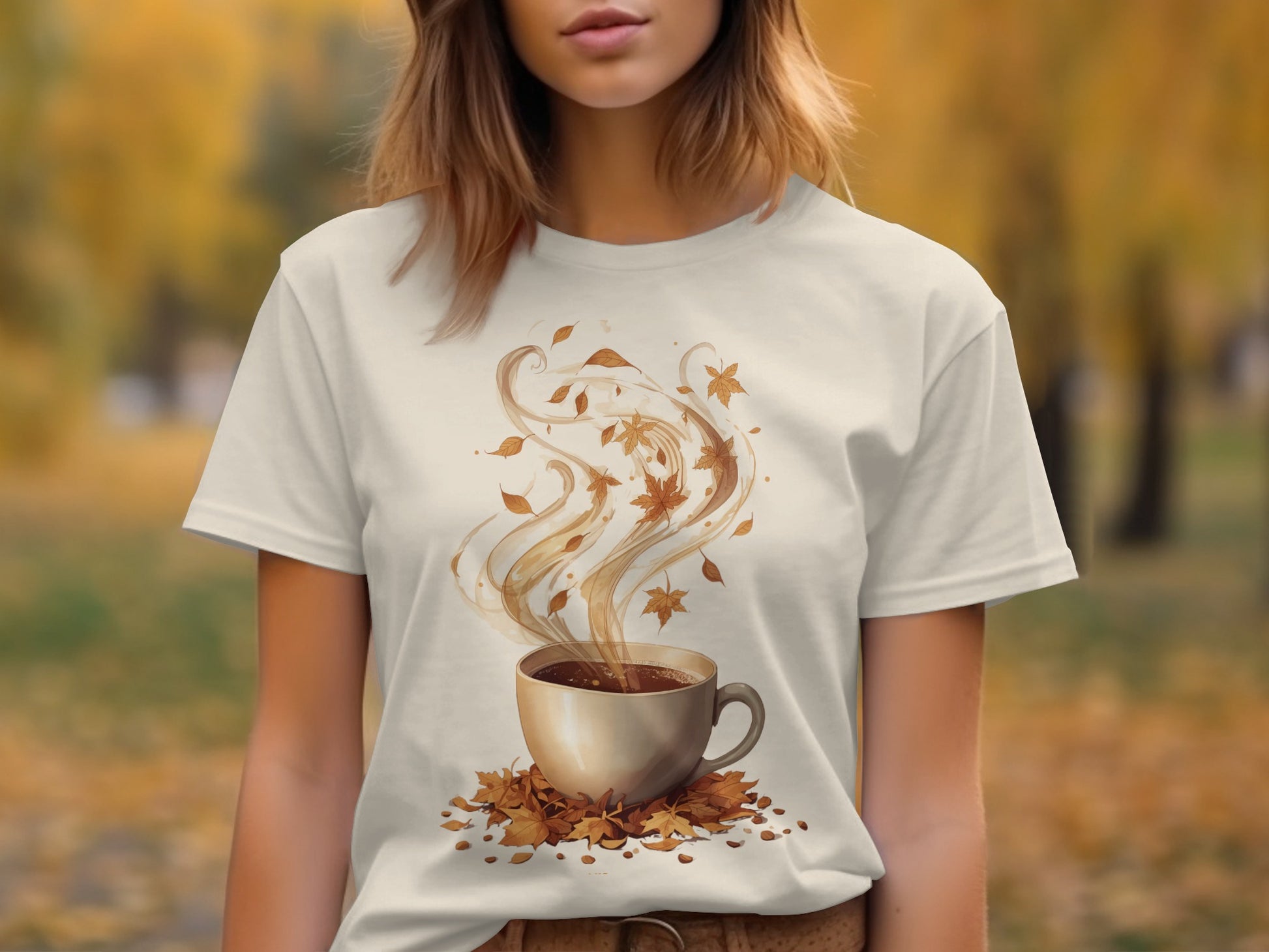 Autumn Leaves And Coffee Cup T shirt product
