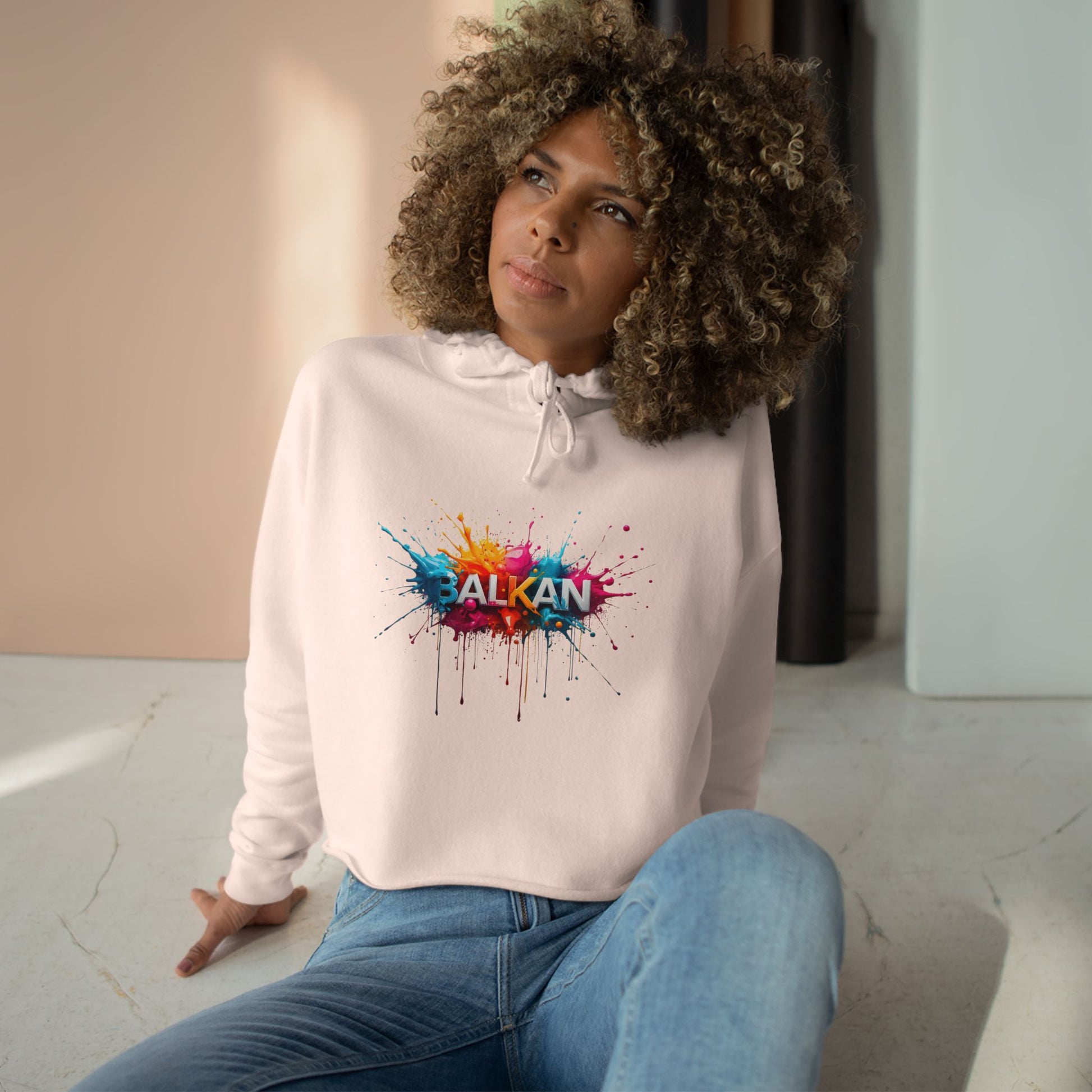 Balkan Colorful Paint Splash Cropped Hoodie product type
