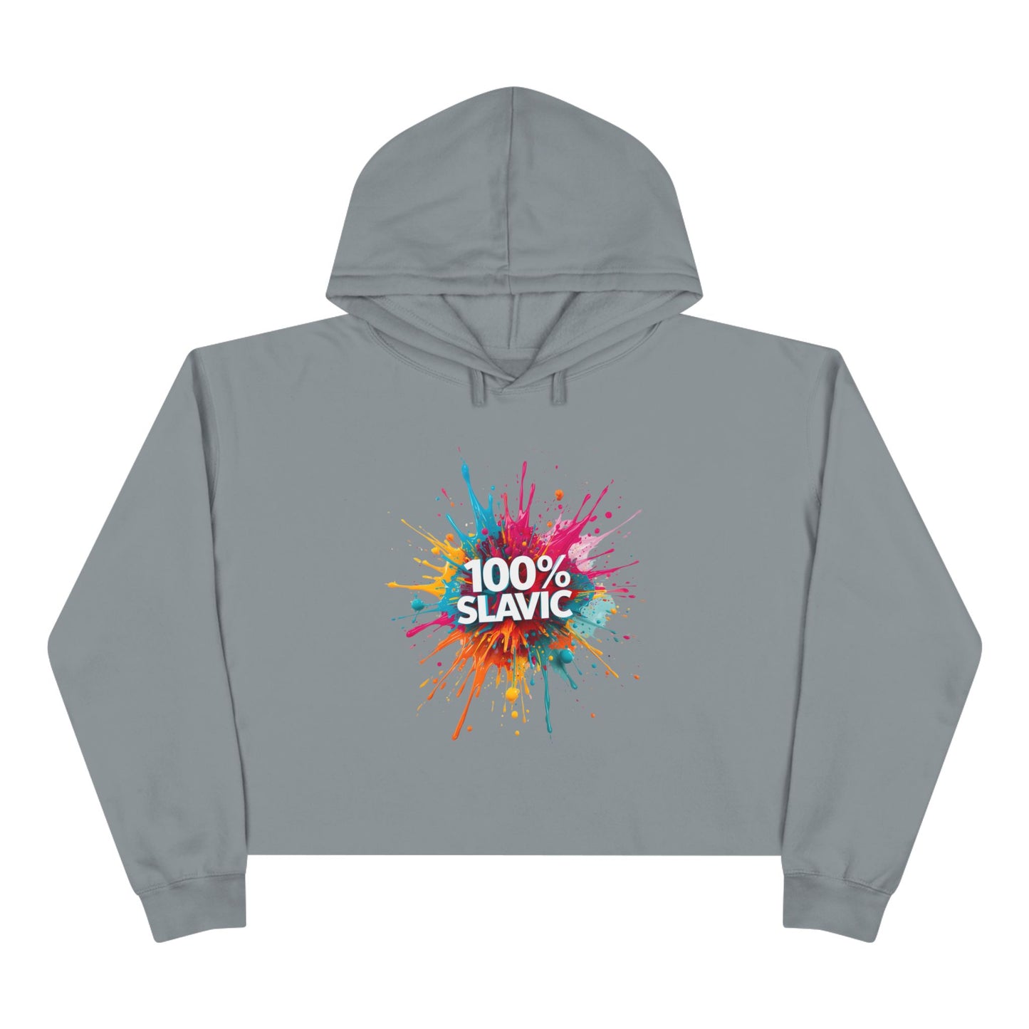 100% SLAVIC Colorful Paint Splash Grey Cropped Hoodie product type
