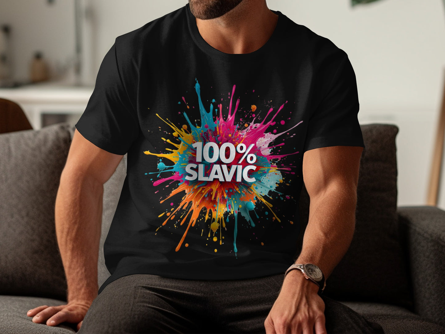 Vibrant 100% Slavic colorful splash design T-Shirt product type