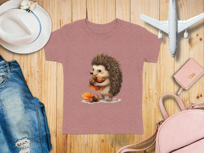 Cute Hedgehog Holding Autumn Leaves T-shirt product