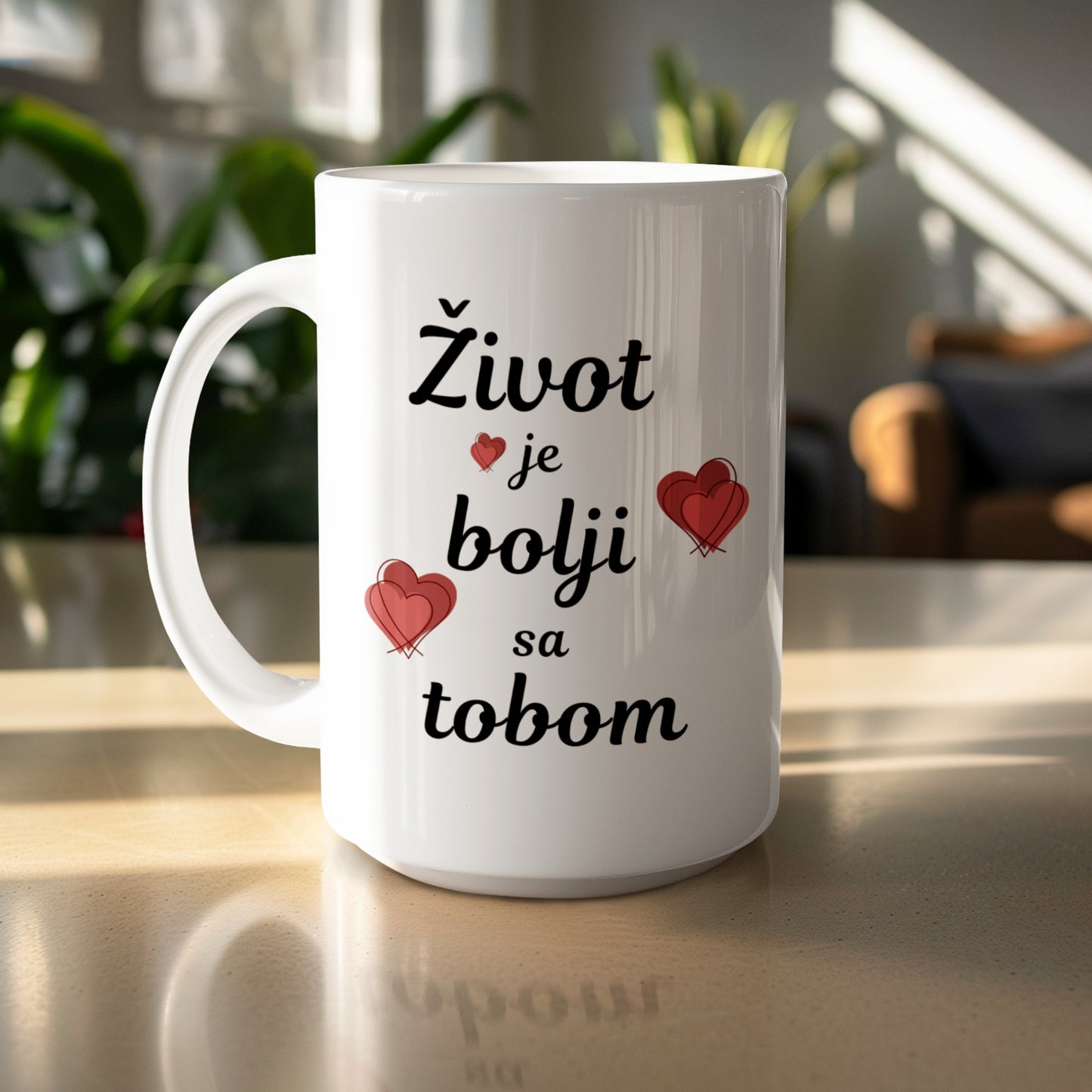 Život je bolji sa tobom coffee mug with hearts