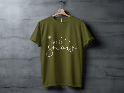 Let It Snow Graphic T-shirt with Snowflake Design