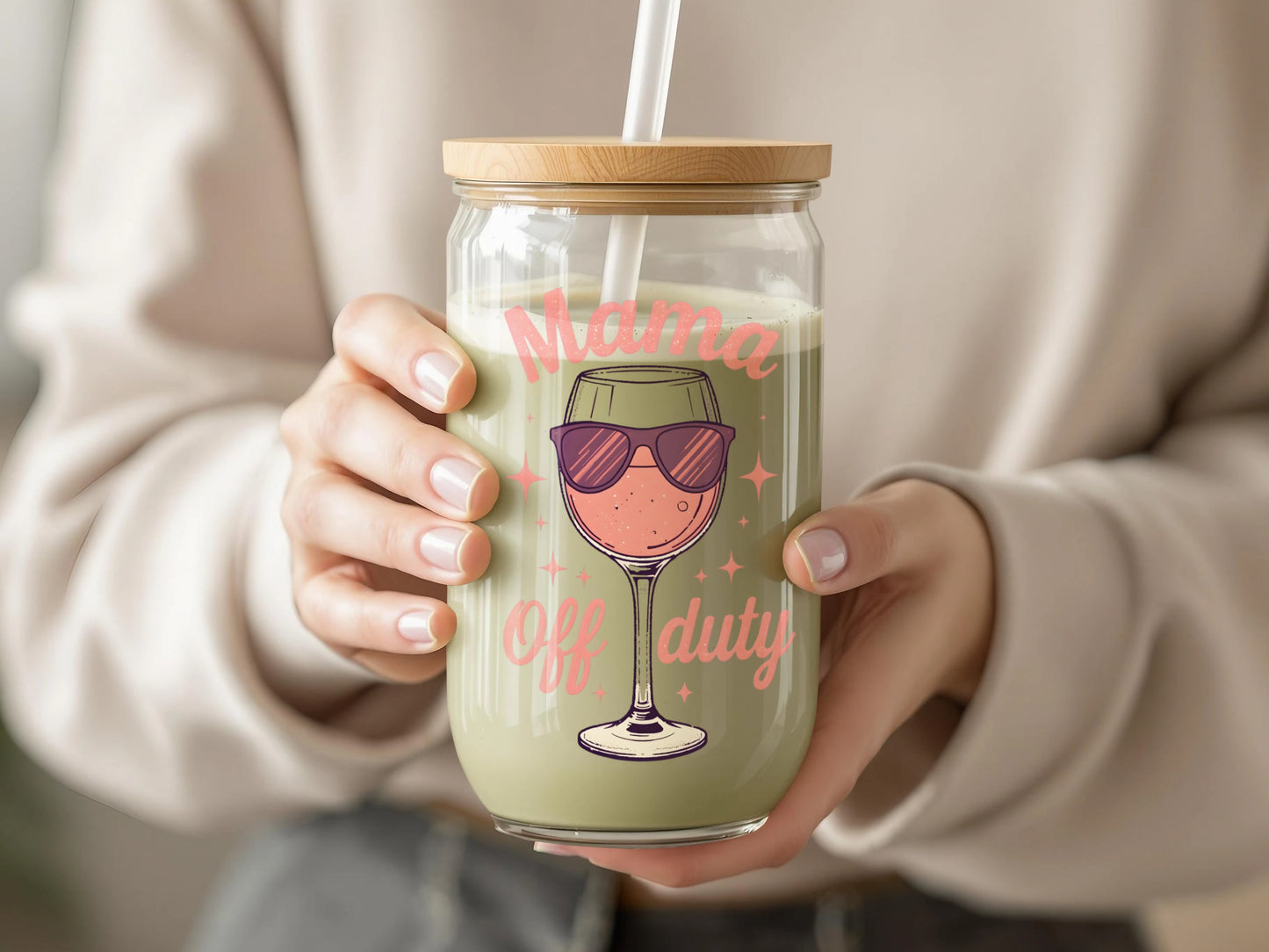 Mama Off Duty With Wine Glass Design tumbler