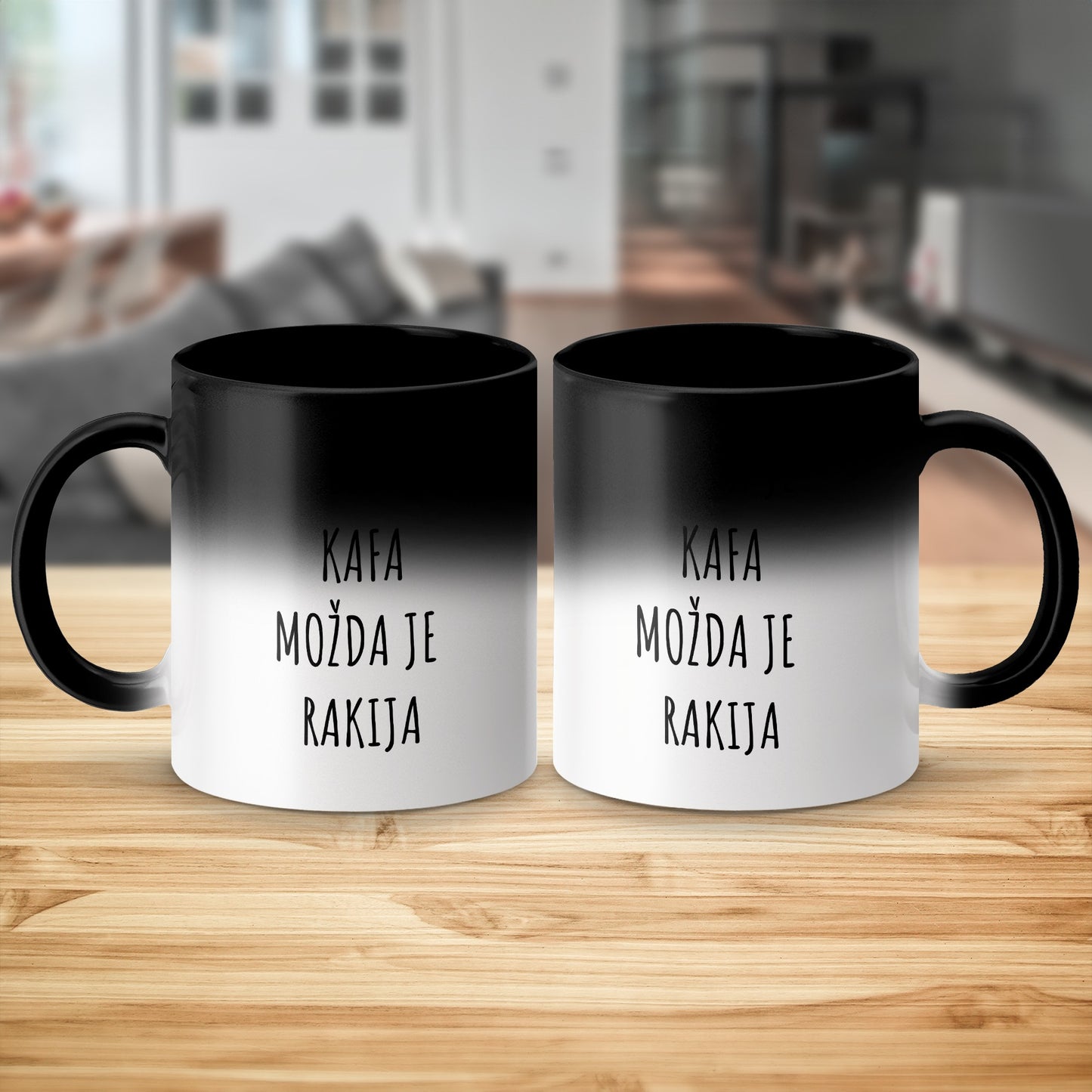 Kafa Možda Je Rakija Black and White Gradient Mug