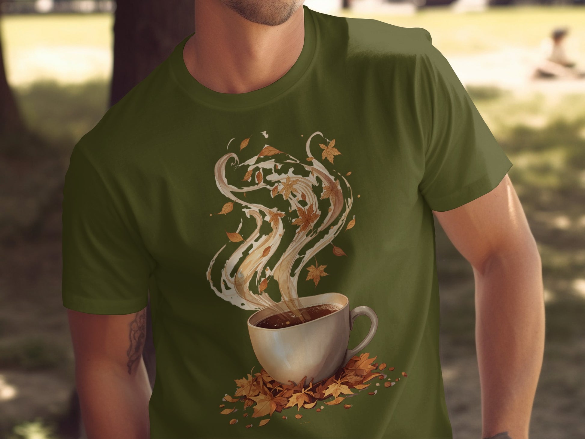 Autumn Leaves and Coffee Cup Graphic Tee product