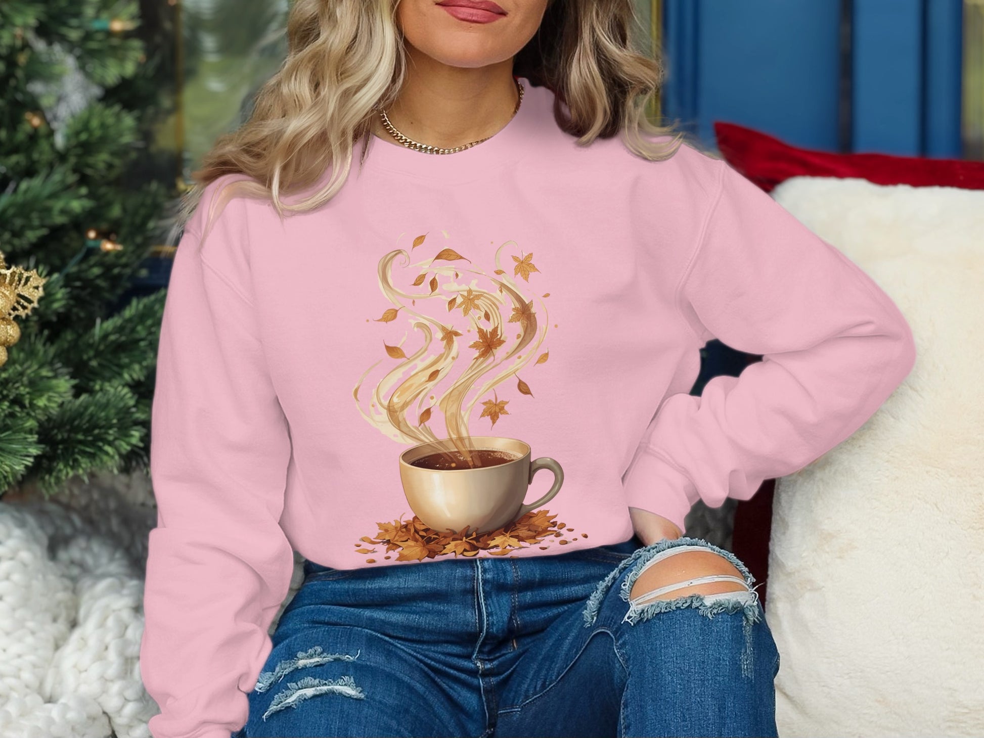 Cozy Autumn Coffee Cup Design on Long Sleeve Shirt product