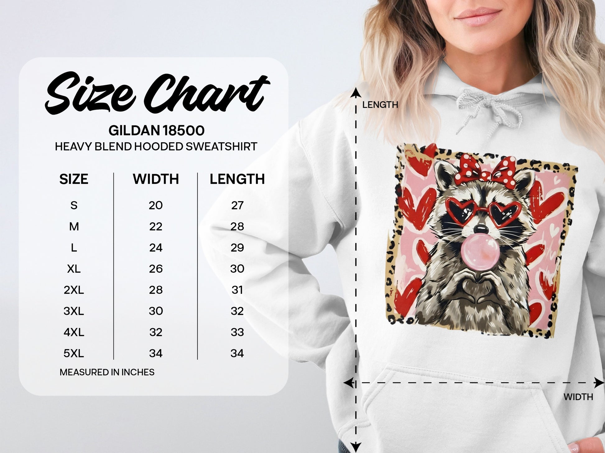 Cute Raccoon with Hearts Hoodie Giving Loving Vibes