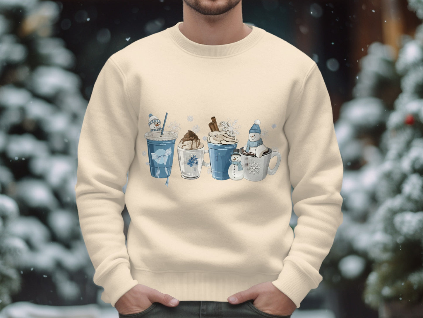 Cozy Winter Wonderland Beverages Graphic Sweatshirt