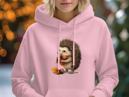 Cute Hedgehog Holding Leaves Graphic Hoodie product type