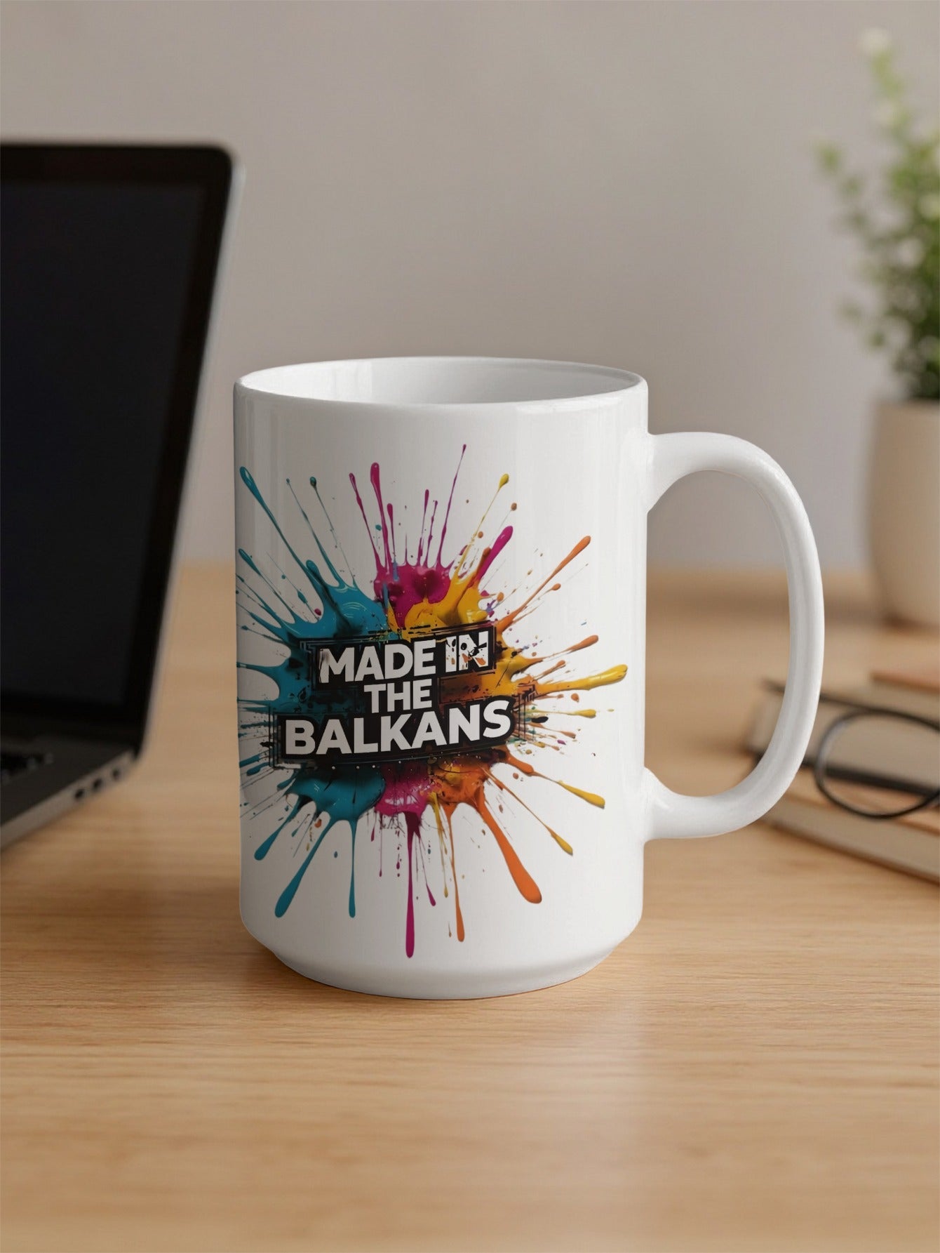 MADE IN THE BALKANS Paint Splatter Design Mug